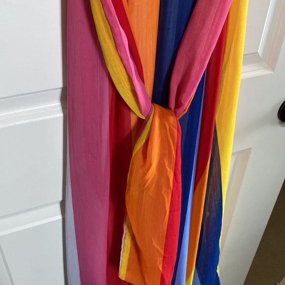 NEW YORK & COMPANY- Sheer multi-color halter dress. Maxi - Dress (full length). - Picture 11 of 12